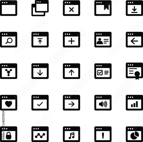 Windows Types Glyph set icons 