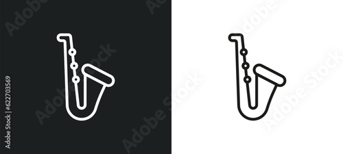 saxophone outline icon in white and black colors. saxophone flat vector icon from music collection for web, mobile apps and ui.