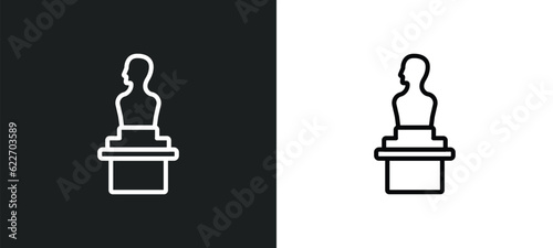 bust outline icon in white and black colors. bust flat vector icon from museum collection for web, mobile apps and ui.
