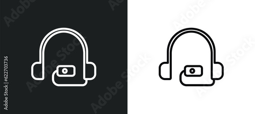 audio guide outline icon in white and black colors. audio guide flat vector icon from museum collection for web, mobile apps and ui.