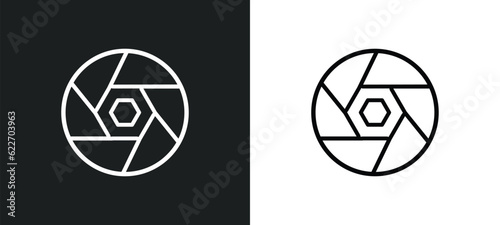 diaphragm outline icon in white and black colors. diaphragm flat vector icon from multimedia collection for web, mobile apps and ui.