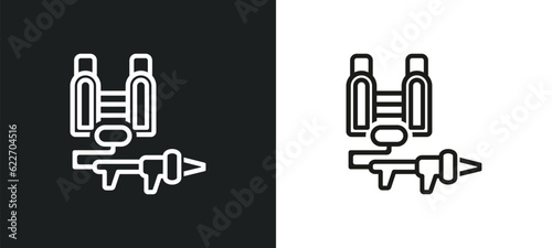 flame thrower outline icon in white and black colors. flame thrower flat vector icon from miscellaneous collection for web, mobile apps and ui.