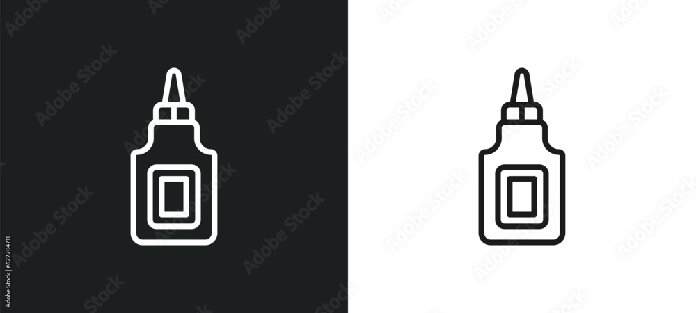 glue bottle outline icon in white and black colors. glue bottle flat vector icon from miscellaneous collection for web, mobile apps and ui.