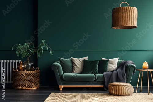 Modern dark green home interior design