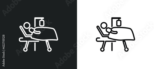 illness on bed outline icon in white and black colors. illness on bed flat vector icon from medical collection for web, mobile apps and ui.
