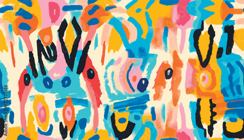 Hand drawn bohemian geometric ethnic style pattern. Dynamic bright abstract illustration. Fashionable template for design