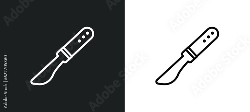 scalpel or knife medical surgery cutting tool outline icon in white and black colors. scalpel or knife medical surgery cutting tool flat vector icon from medical collection for web, mobile apps and