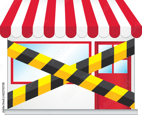 Boutique commerce en travaux. Illustration vectorielle.