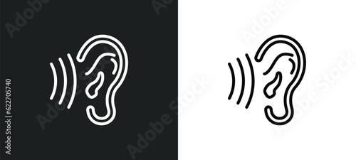 ear outline icon in white and black colors. ear flat vector icon from medical collection for web, mobile apps and ui.