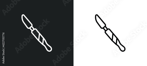 scalpel outline icon in white and black colors. scalpel flat vector icon from medical collection for web, mobile apps and ui.