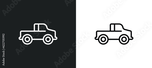 pick up truck outline icon in white and black colors. pick up truck flat vector icon from mechanicons collection for web, mobile apps and ui.