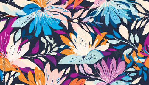 Hand drawn contemporary floral print. Creative colorful seamless pattern. Fashionable template for design
