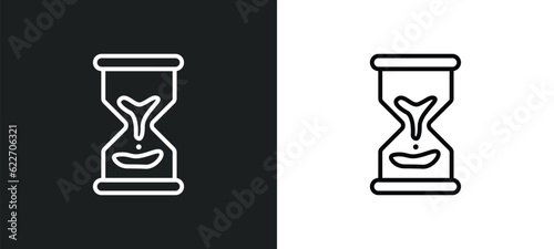 sand clock almost finish outline icon in white and black colors. sand clock almost finish flat vector icon from measurement collection for web, mobile apps and ui.