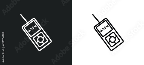 laser meter outline icon in white and black colors. laser meter flat vector icon from measurement collection for web, mobile apps and ui.
