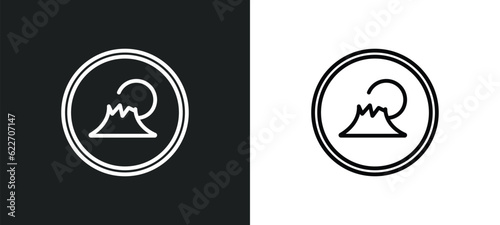 mount fuji outline icon in white and black colors. mount fuji flat vector icon from maps and flags collection for web, mobile apps and ui.