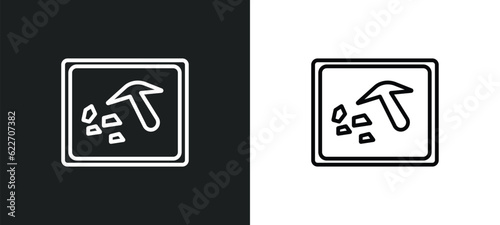 mining work zone outline icon in white and black colors. mining work zone flat vector icon from maps and flags collection for web, mobile apps and ui.