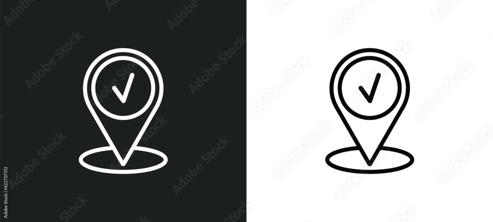 mark outline icon in white and black colors. mark flat vector icon from ...