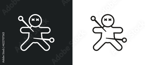 voodoo outline icon in white and black colors. voodoo flat vector icon from magic collection for web, mobile apps and ui.