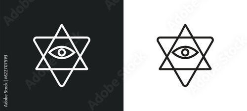 esoteric outline icon in white and black colors. esoteric flat vector icon from magic collection for web, mobile apps and ui.