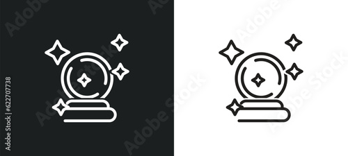 crystal ball outline icon in white and black colors. crystal ball flat vector icon from magic collection for web, mobile apps and ui.