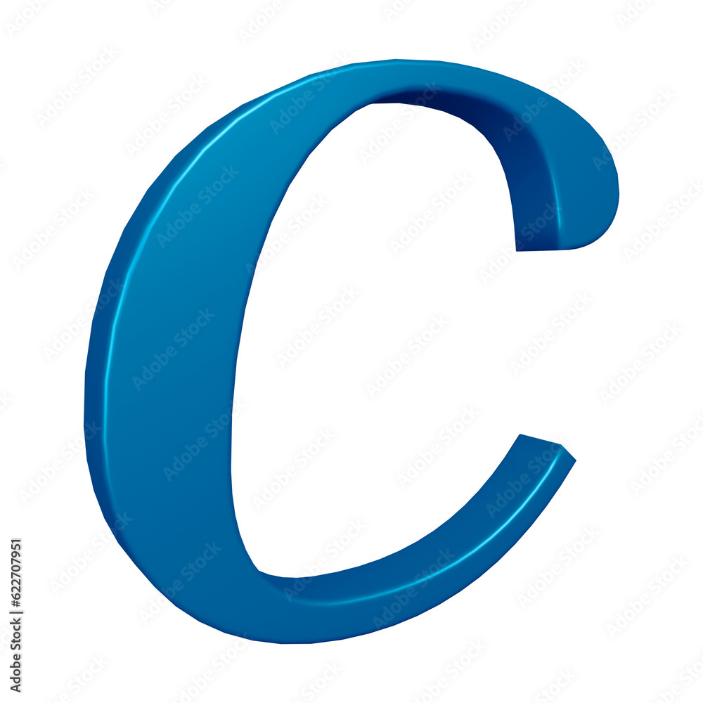 3D blue alphabet letter c for education and text concept 3D blue alphabet letter c for education and text concept