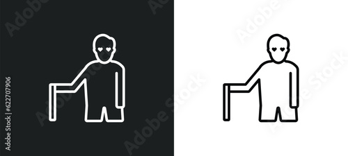 blind man outline icon in white and black colors. blind man flat vector icon from love and romance collection for web, mobile apps and ui.
