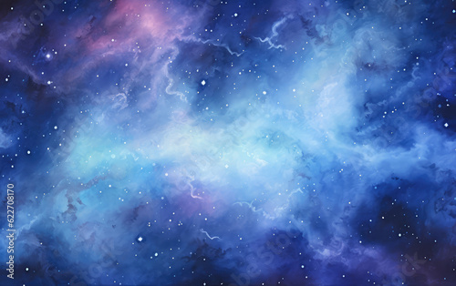 Captivating watercolor painting that portrays the Milky Way as a mesmerizing cosmic journey AI Generative © 3DLeonardo