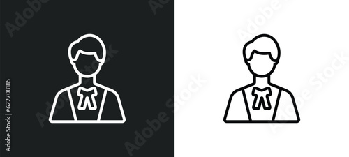 advocate outline icon in white and black colors. advocate flat vector icon from law and justice collection for web, mobile apps and ui.