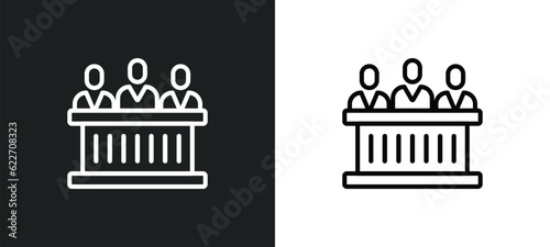 jury outline icon in white and black colors. jury flat vector icon from law and justice collection for web, mobile apps and ui.