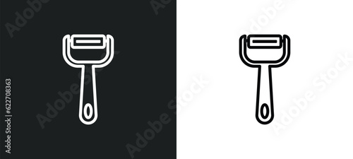 vegetable peeler outline icon in white and black colors. vegetable peeler flat vector icon from kitchen collection for web, mobile apps and ui.