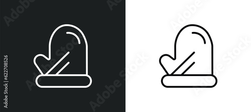 kitchen mitten outline icon in white and black colors. kitchen mitten flat vector icon from kitchen collection for web, mobile apps and ui.