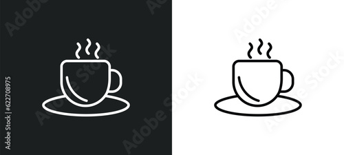 tea cup outline icon in white and black colors. tea cup flat vector icon from kitchen collection for web, mobile apps and ui.