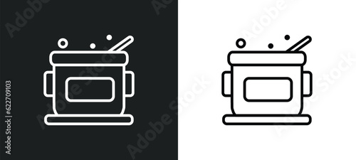 pot outline icon in white and black colors. pot flat vector icon from kitchen collection for web, mobile apps and ui.