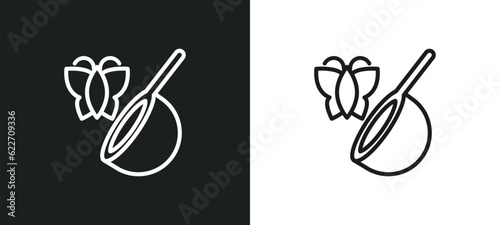 butterfly net outline icon in white and black colors. butterfly net flat vector icon from kids and baby collection for web, mobile apps and ui.