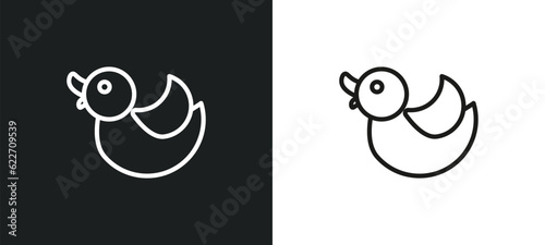 ducky outline icon in white and black colors. ducky flat vector icon from kid and baby collection for web, mobile apps and ui.