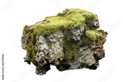 Overgrown lichen on a rock.transparent background