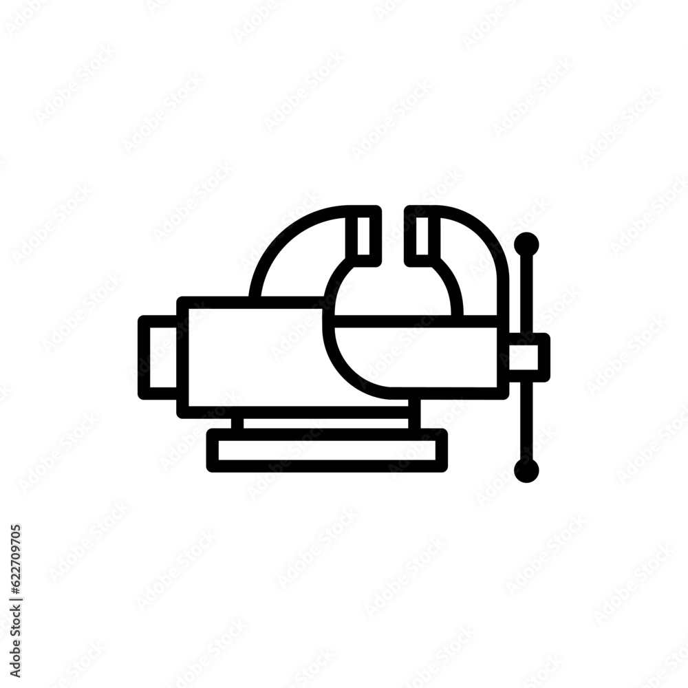 Vise vector icon. Clamping equipment for metal, wood, plastic, glass processing. Vise vector icon. Clamping equipment for metal, wood, plastic, glass processing.