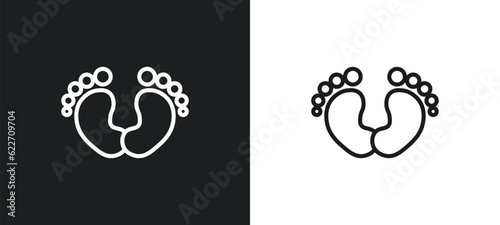 footprints outline icon in white and black colors. footprints flat vector icon from kid and baby collection for web, mobile apps and ui.
