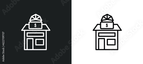pawn shop outline icon in white and black colors. pawn shop flat vector icon from jewelry collection for web, mobile apps and ui.