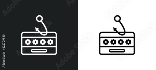 phishing outline icon in white and black colors. phishing flat vector icon from internet security collection for web, mobile apps and ui.