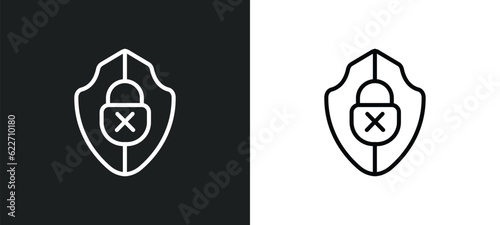 insecure outline icon in white and black colors. insecure flat vector icon from internet security collection for web, mobile apps and ui.