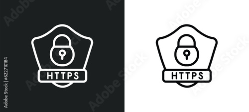 https outline icon in white and black colors. https flat vector icon from internet security collection for web, mobile apps and ui.