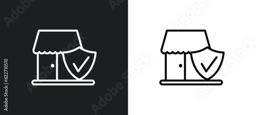 small business insurance outline icon in white and black colors. small business insurance flat vector icon from insurance collection for web, mobile apps and ui.