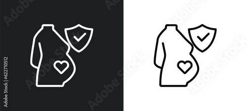 pregnancy insurance outline icon in white and black colors. pregnancy insurance flat vector icon from insurance collection for web  mobile apps and ui.