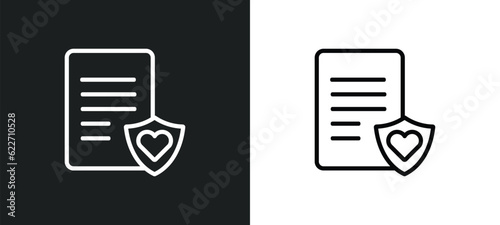 marriage contract outline icon in white and black colors. marriage contract flat vector icon from insurance collection for web, mobile apps and ui.