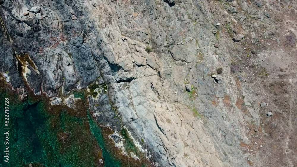 Aerial top down view of rocks in the Mediterranean Sea in Port Lligat Catalonia Aerial top down view of rocks in the Mediterranean Sea in Port Lligat Catalonia