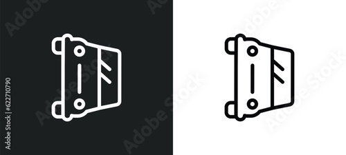 overturned vehicle outline icon in white and black colors. overturned vehicle flat vector icon from insurance collection for web, mobile apps and ui.