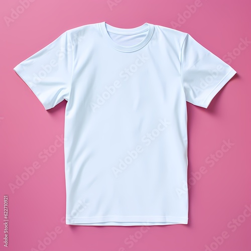 t shirt template, mockup white tshirt on pink background, generated Ai