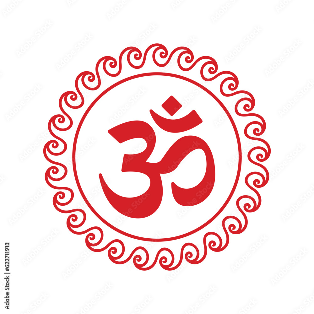 Om Hindu Symbol with wave Mandala Om Hindu Symbol with wave Mandala