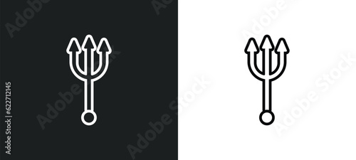 trident outline icon in white and black colors. trident flat vector icon from india collection for web, mobile apps and ui.